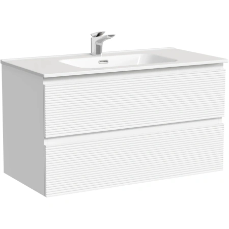 Тумба без раковины подвесная 90 см Sancos Folk FL90W белый матовый 