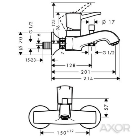 Смеситель для ванны Hansgrohe Metropol 31340000