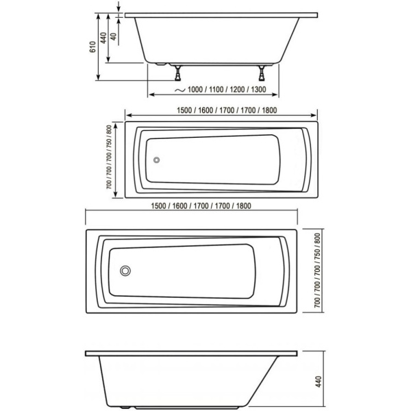 Ванна акриловая Ravak Domino Plus (170x75) белая C631R00000 Ванна акриловая Ravak Domino Plus (170x75) белая C631R00000