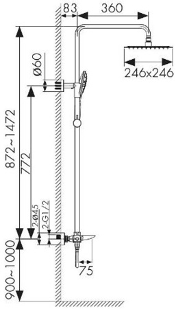Смеситель для ванны с душем  KAISER Cezar (05282)