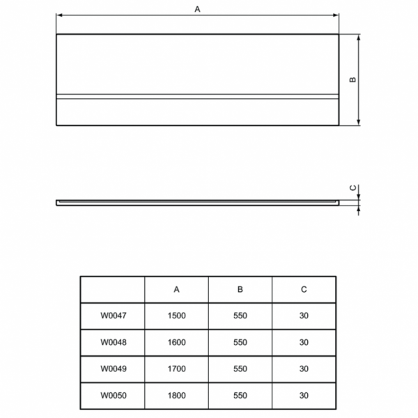 Панель для ванны 180 см Ideal Standard SIMPLICITY W005001 Панель для ванны 180 см Ideal Standard SIMPLICITY W005001