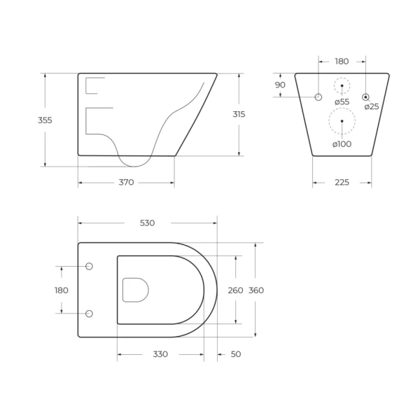 Унитаз подвесной безободковый Cezares Liner CZR-3808-53-TH-TOR/SC микролифт
