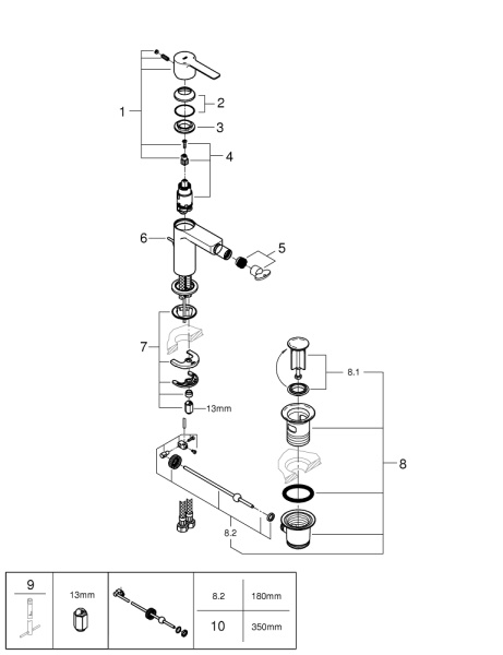 Смеситель однорычажный для биде Grohe Lineare New S-Size 33848 001 (33848001) хром