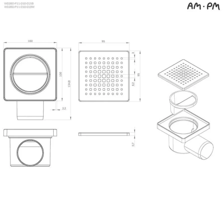 Дренажный трап Am.Pm PrimeFlow W02BD-P11-010-01BM черный матовый