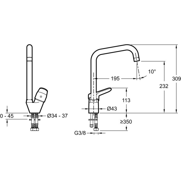 Смеситель для кухни Jacob Delafon Brive E75770-CP Смеситель для кухни Jacob Delafon Brive E75770-CP