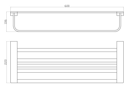 Полотенцедержатель с полкой WONZON & WOGHAND ECLIPSE, глянцевое золото WW-9181-LG