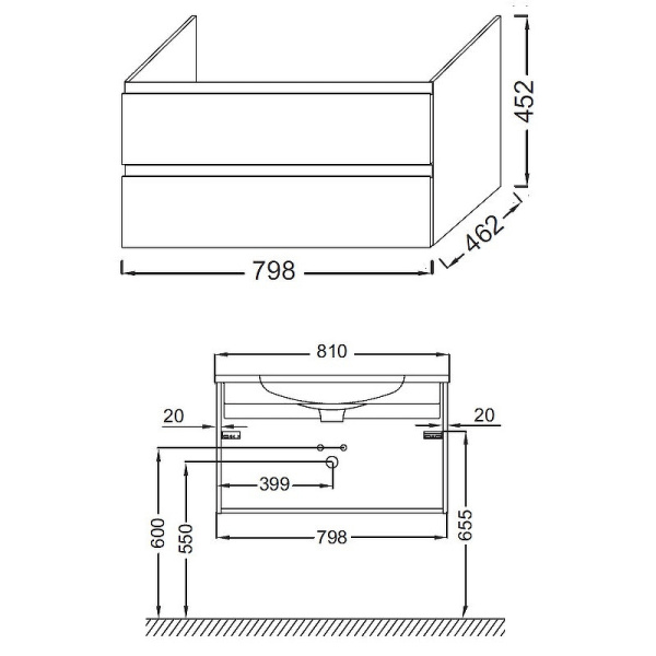 Тумба под раковину Jacob Delafon Madeleine (80x46) EB2053-J53 матовая