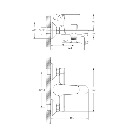 Смеситель для ванны с коротким изливом RUSH Fiji FI1835-44