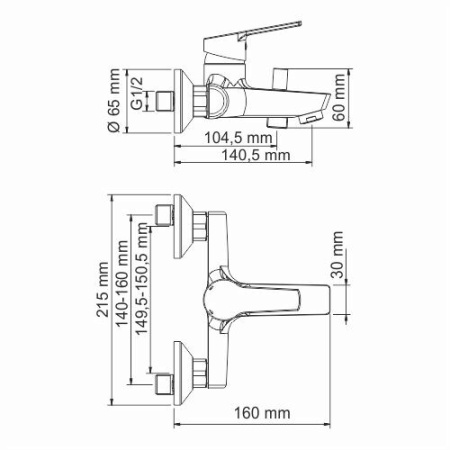 Смеситель для ванны  WasserKRAFT Rhin 4401