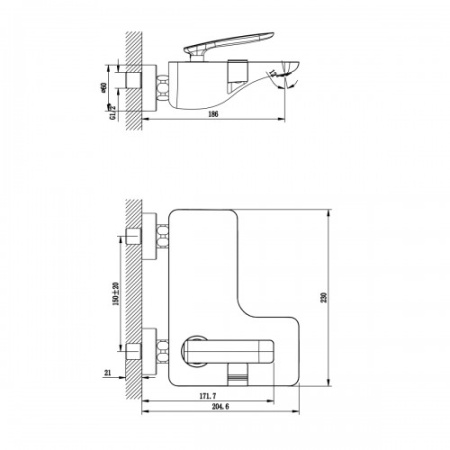 Смеситель Lemark Bellario для ванны (LM6802C)