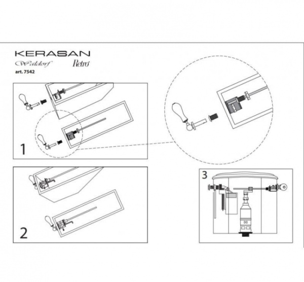 Механизм смыва для бачка-моноблока с боковой ручкой Kerasan 754293br