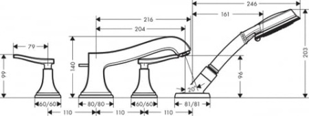 Смеситель для ванны Hansgrohe Metropol Classic 31441090