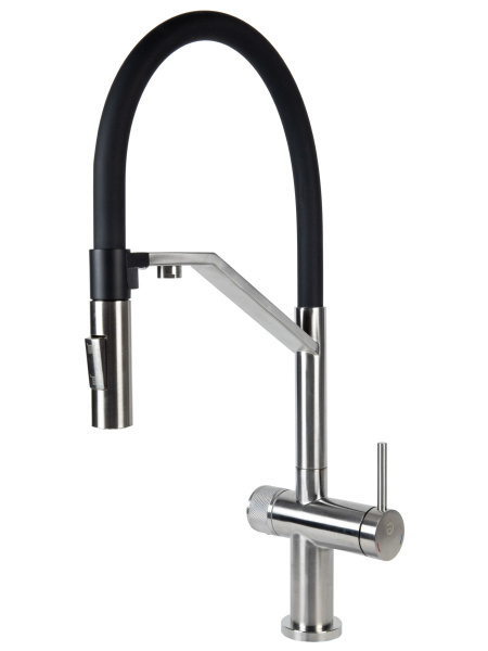 Смеситель для кухни однорычажный с каналом для питьевой воды и гибким изливом Agger Elegant A3241422 сатин матовый