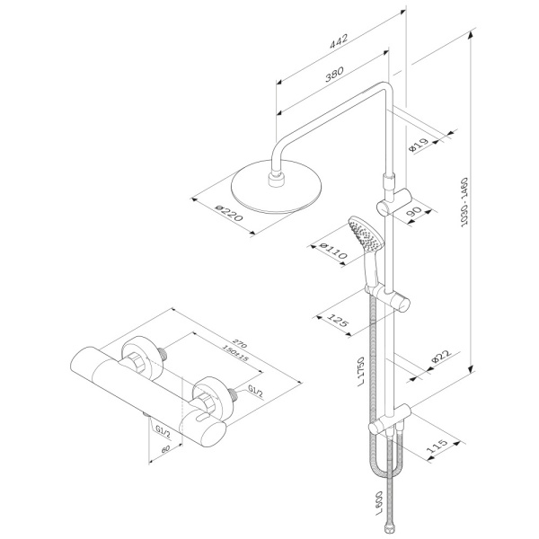 Душевая система «Am.Pm» Sense F4087544 Душевая система «Am.Pm» Sense F4087544