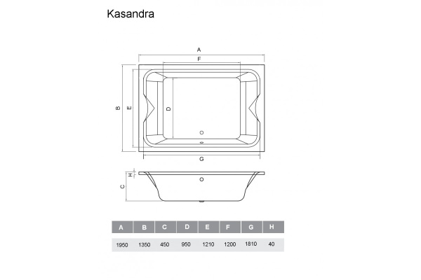 Акриловая ванна (195х135) Vayer Kasanadra Гл000025030 Акриловая ванна (195х135) Vayer Kasanadra Гл000025030