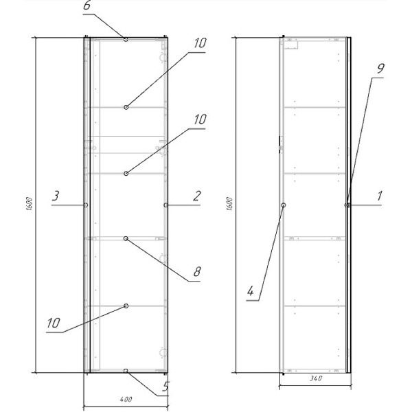 Пенал Cersanit MODUO 40 SB-SL-MOD/Wh