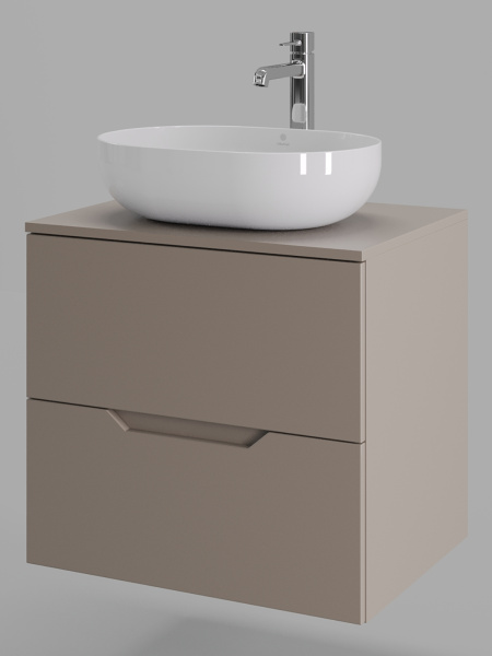 Тумба с раковиной подвесная 60 см, Orange Line Li-60TuLMDF+B05-480W латте/белый