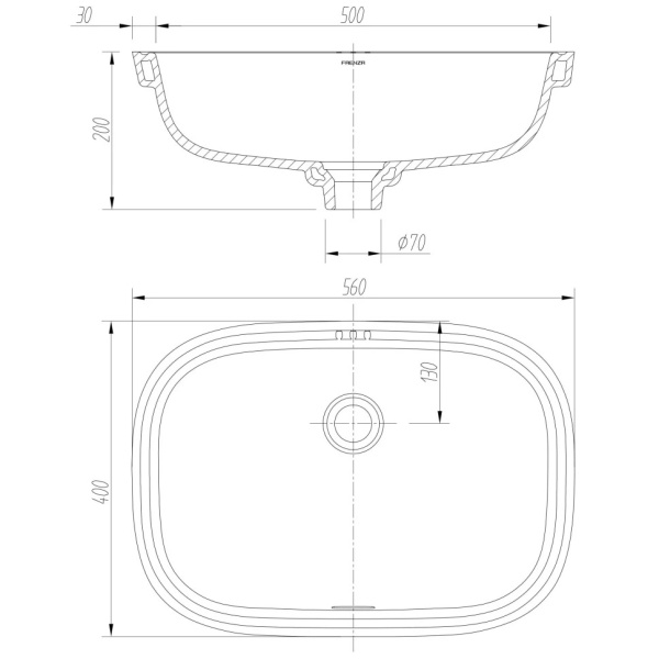 Раковина встраиваемая снизу ARROW AP41008C, белый