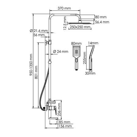 Душевая система WasserKraft A155.198.201.BG
