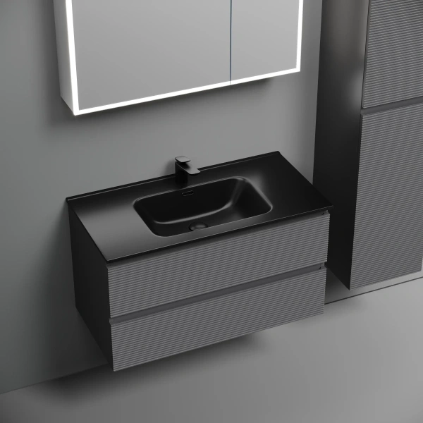 Тумба без раковины подвесная 90 см Sancos Folk FL90GS темно-серый матовый 