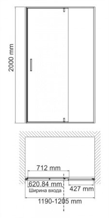 Душевая дверь (120х200) WasserKRAFT Elbe 74P05
