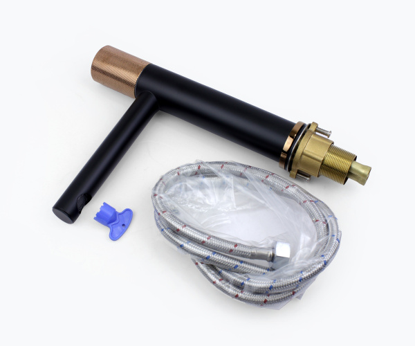 Смеситель для раковины Bronze de Luxe AVANGARDE черный, розовое золото 2010MH