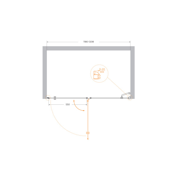 Душевая дверь (120х195) CEZARES VERONA VERONA-W-B-12-120-P-Cr-R