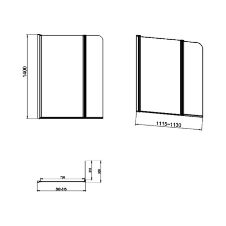 Экран для ванн Cersanit EASY 140x115 двойной прозрачный PN-EASY*115