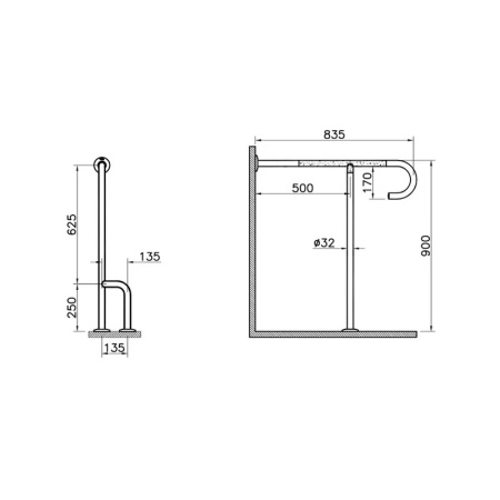 Поручень опорный напольный Vitra Arkitekta A44469, хром