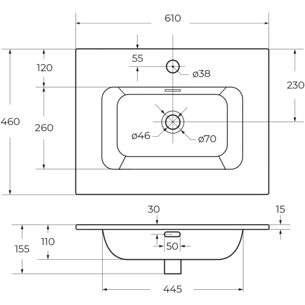 Керамическая раковина CEZARES CZR-8073-60