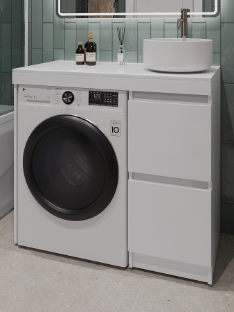 Тумба напольная под стиральную машину с раковиной Orange Sistema STM-100TUW+B07-345W белый
