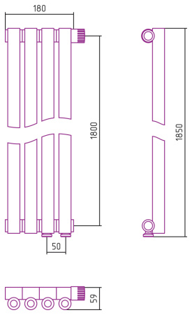 Полотенцесушитель Водяной Сунержа Эстет-0 EU50 правый (180х18) 4 секции Матовое Золото 032-0321-1804