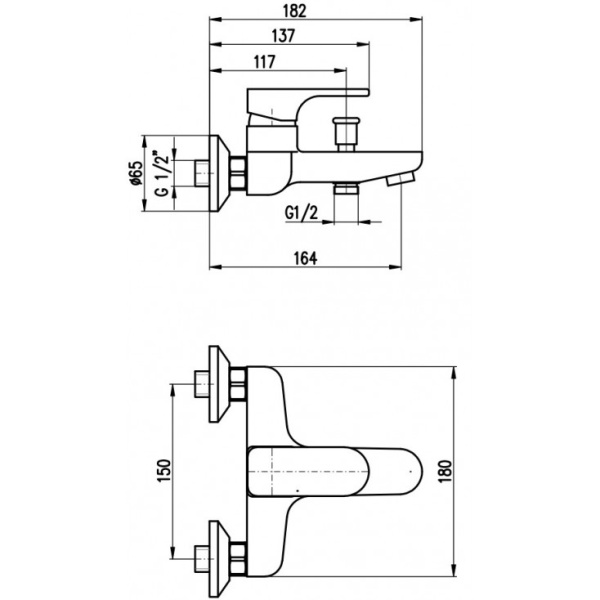 Смеситель для ванны Rav Slezak Yukon YU154.5CB