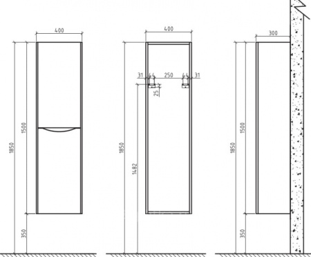 Пенал BelBagno Ancona-N ANCONA-N-1500-2A-SC-TL-L