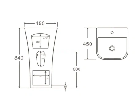 Раковина напольная (45х45) SantiLine SL-4016