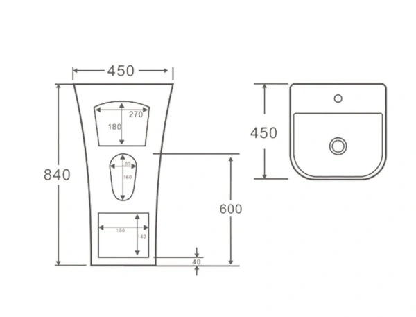 Раковина напольная (45х45) SantiLine SL-4016