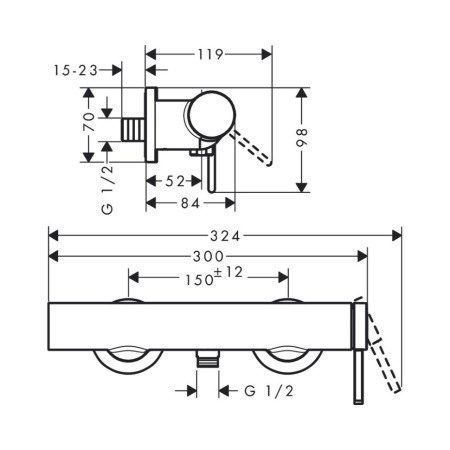 Смеситель для душа Hansgrohe Finoris 76620670 матовый черный