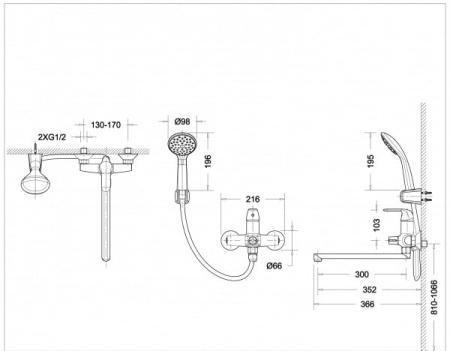 Комплект для ванной комнаты Bravat Simple 2 в 1 F00417C