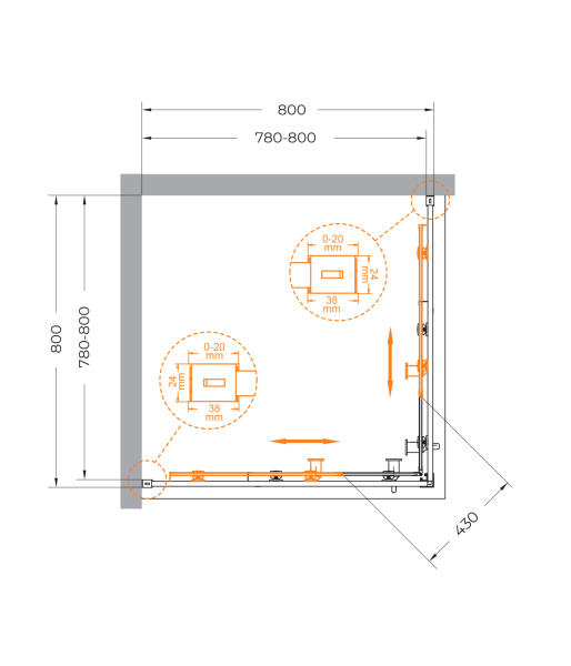 Душевой уголок (80х80) CEZARES RELAX 304 RELAX-304-A-2-80-C-GM