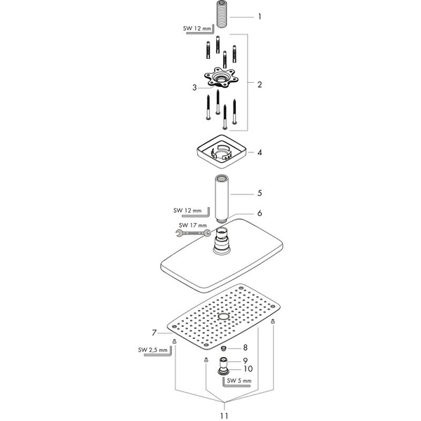 Верхний душ с кронштейном Hansgrohe Raindance E 360 AIR 1jet 27381000 хром