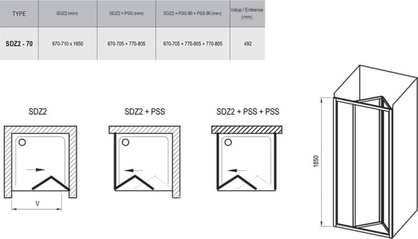 Душевая дверь Ravak Supernova SDZ2 70 01V10100Z1