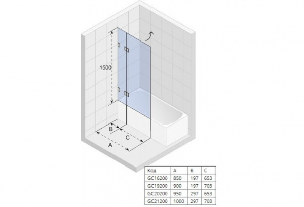 Шторка для ванной Riho Scandic GX0607201