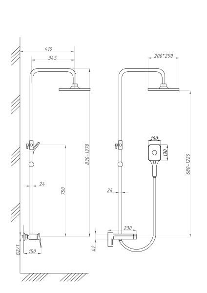 Душевая система ПСМ-Профсан PSM-803-82GA Душевая система ПСМ-Профсан PSM-803-82GA