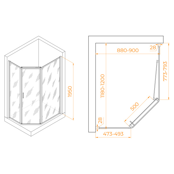 Душевой уголок (120х90) RGW Passage PA-86 38088692-11 прозрачное