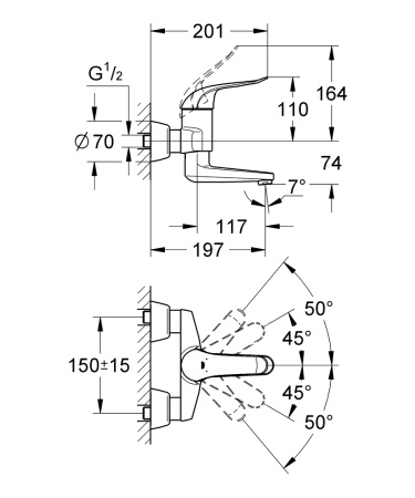 Смеситель однорычажный для раковины DN 15, Grohe Euroeco Speсial 32767 000 (32767000)