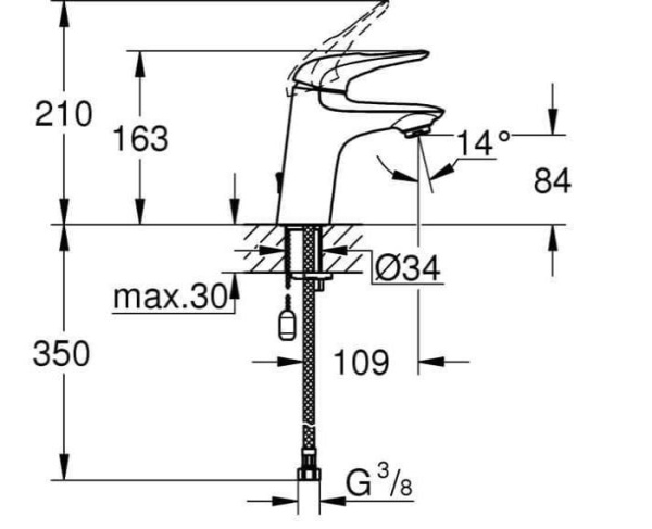Смеситель однорычажный для раковины Grohe Eurostyle New  23566 003 (23566003) хром 