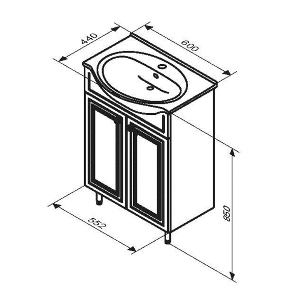 Тумба под раковину 60 Damixa RedBlu Palace One M41-FSX0601WG-WCC060