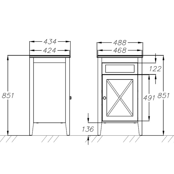 Комод напольный Opadiris Палермо 00-00006899  светлый орех правый