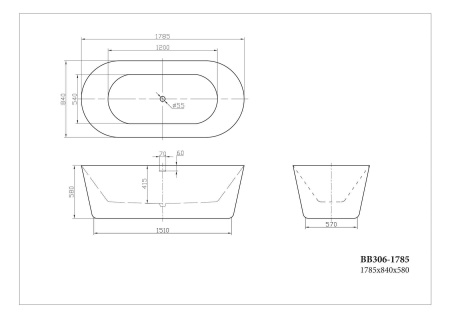 Акриловая ванна (179x84) BelBagno BB306-1785