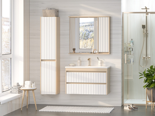 Зеркальный шкаф (88х80) Brevita Balaton 90 правый BAL-04090-03-01П